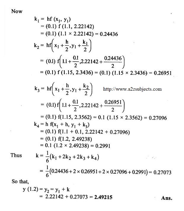Using Runge Kutta Method Of Fourth Order Solve The Differential Equation M3 Notes Question Answer Collection
